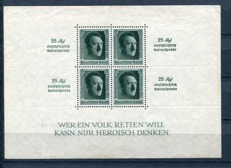 Germany 1937 Mi Block 11 Sc B106 Cv 340