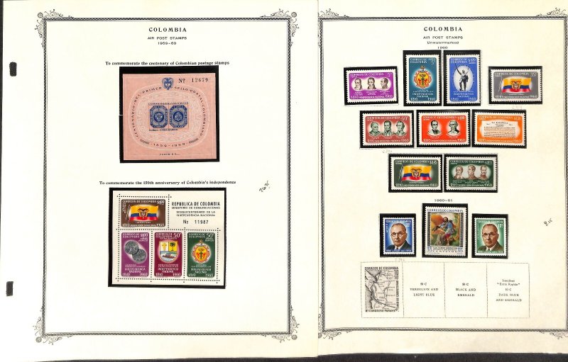 Columbia Stamp Collection on 24 Scott Specialty Pages, 1959-1976 Air Post (BZ)
