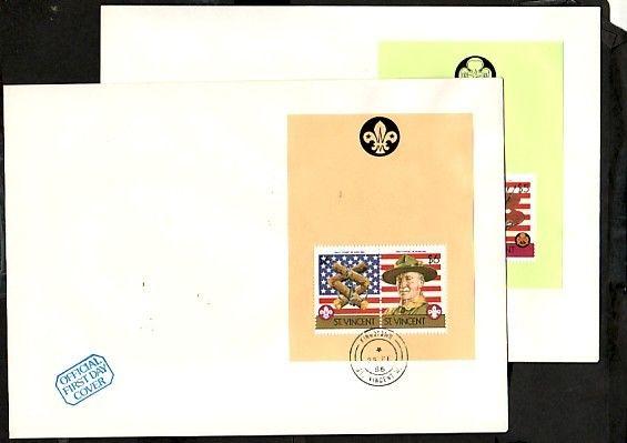 St. Vincent, Scott cat. 922-922 A. Boy & Girl Scout s/sheets. 2 First day cover.