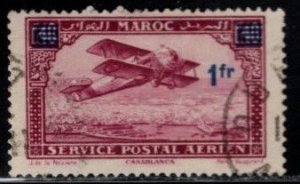 French Morocco - #C12  Biplane over Casablanca Surchared - Used