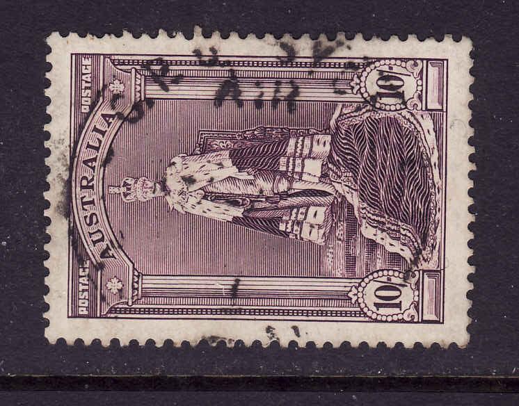 Australia-Sc.#178-used 10sh dl gray vio  Robes-KGVI-1938-