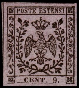 Modena Scott PR3a (Large period after 9) (1855) Mint NG F-VF B