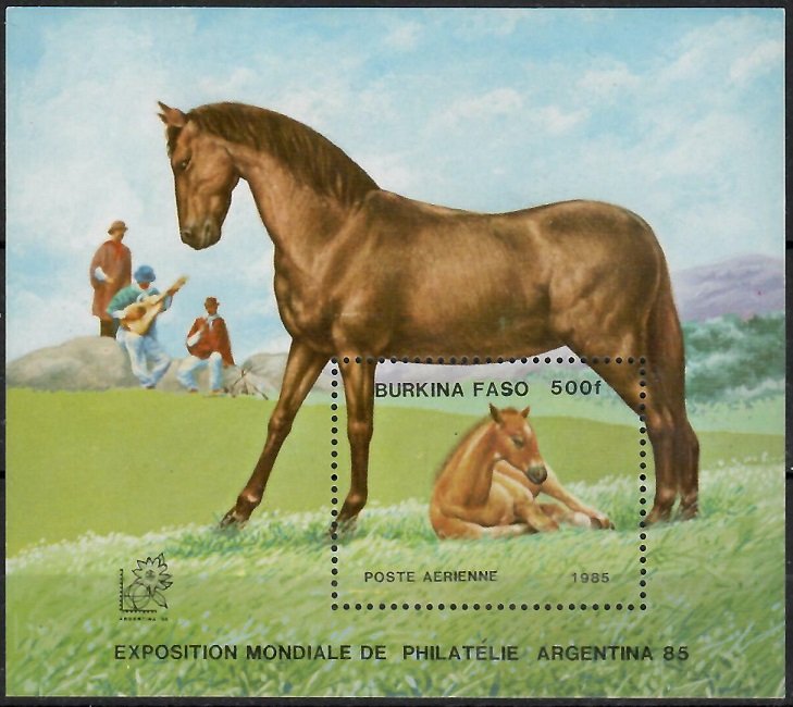 1985 Burkina Faso 1042/B118 Horses 6,50 €