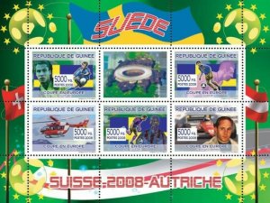 Guinea 2008 MNH - Swedish football players, Swiss helicopter. Mi 5411-5415