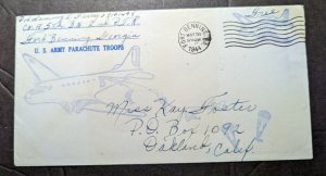 1944 USA Army Paratrooper Airmail Cover Fort Benning GA to Oakland CA