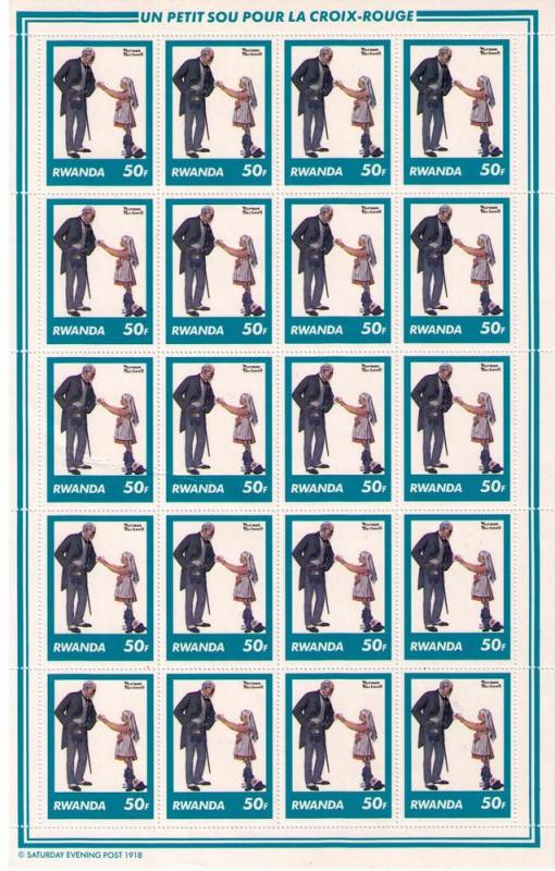 RWANDA Sc# 1027 - 1034 Set8 x 20Sheet Rockwell Paintings cc 