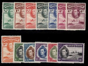 GOLD COAST GVI SG120a-132, 1938-43 complete set, M MINT. Cat £40.