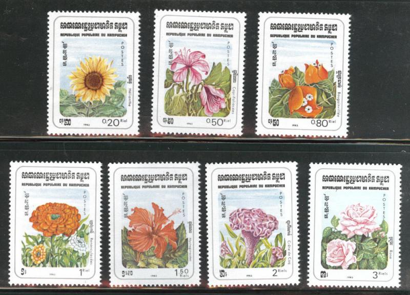 Cambodia Scott 434-440 MNH flower set CV$5