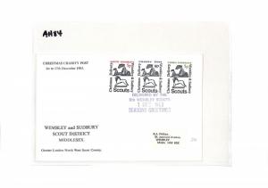AH84 1983 GB Christmas Charity Post Boy Wembley Scout Cover {samwells-covers}PTS