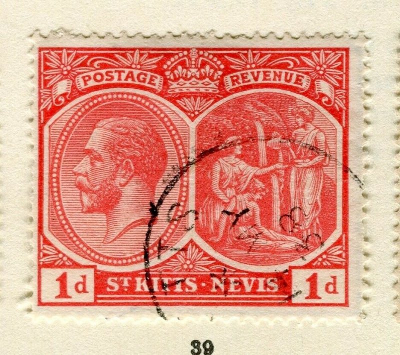 ST.KITTS; 1921 early GV issue fine used Columbus issue 1d. value 