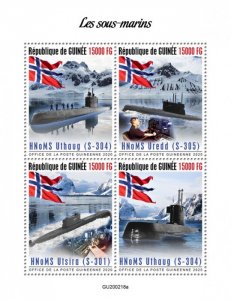 GUINEA - 2020 - Norwegian Submarines - Perf 4v Sheet - Mint Never Hinged