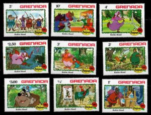 Grenada 1982 - Disney Christmas Robin Hood - Set of 9 Stamps Scott #1127-35 MNH