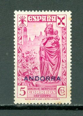 SPANISH ANDORRA 1943 CHARITY EDIFIL #7...MINT