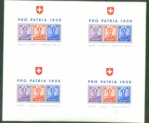 XL item Switzerland B80 block of 4 souv sheets MNH, thin on one CV $300