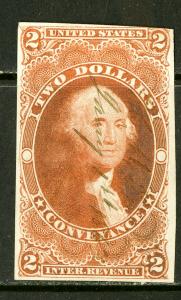 US Stamps # R81A $2 Revenue 4 Margin Choice Deep Color Scott Value $250.00