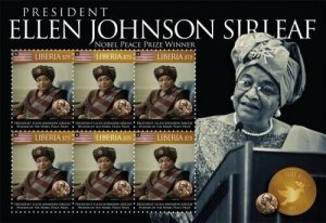 Liberia 2011 - PRESIDENT SIRLEAF WINS THE NOBEL PEACE PRIZE - Sheet of 6  MNH