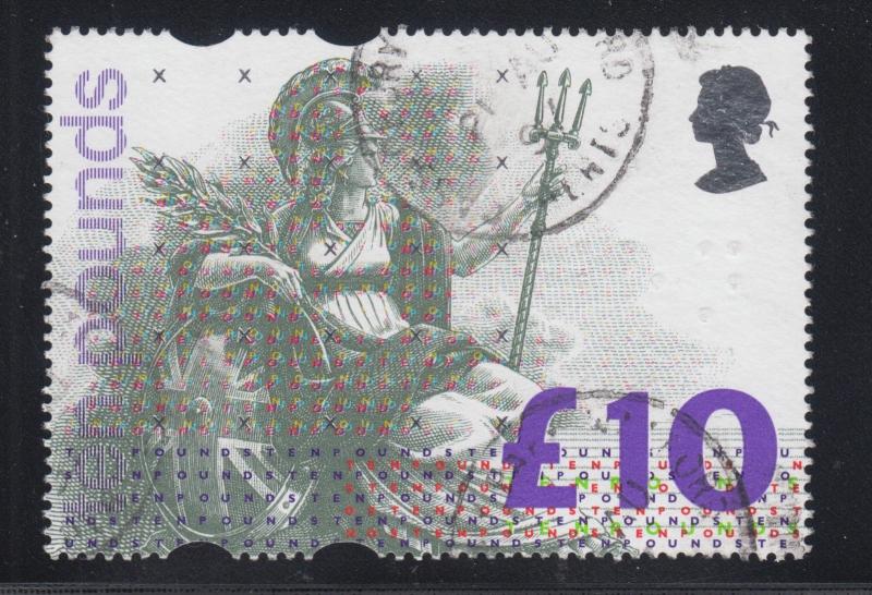 Great Britain Sc 1478 used. 1993 £10 Britannia, VF