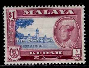 MALAYSIA - Kedah QEII SG112, $1 ultramarine & reddish purple, NH MINT.