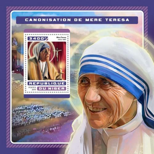 NIGER - 2016 - Mother Teresa Canonization - Perf Souv Sheet - MNH