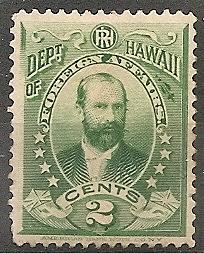 Hawaii O1 Mint OG 1896 2c grn Lorrin Thurston CV $45 XF