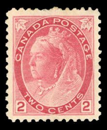 Canada #77 Cat$55, 1898 2c carmine, hinge remnant