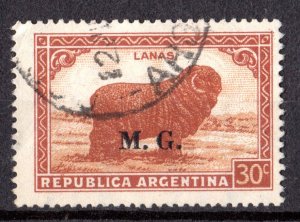 Argentina 1936 Sc#OD 98 MERINO SHEEP (WOOL) MINISTRY OF WAR Single USED