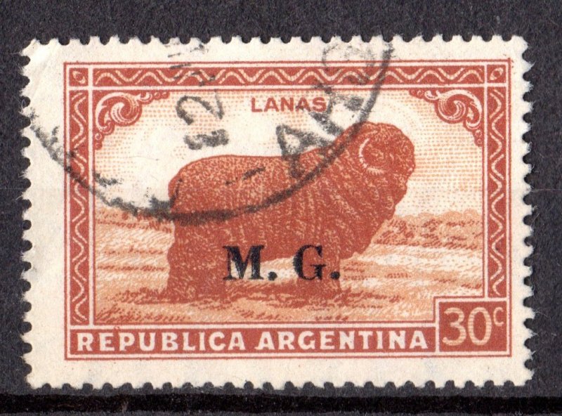 Argentina 1936 Sc#OD 98 MERINO SHEEP (WOOL) MINISTRY OF WAR Single USED