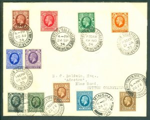 1934-36 George V definitives on one cover postmarked with the correct nine...