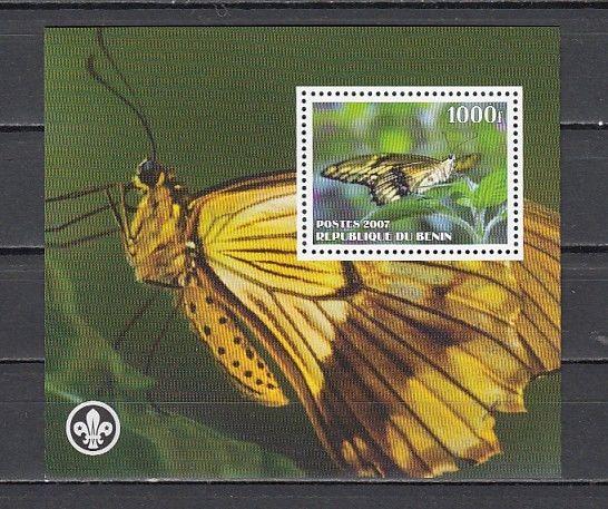 Benin, 2007 Cinderella issue. Butterfly s/sheet. Scout logo..