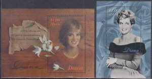 LESOTHO # 054 MNH SET of 2 SOUVENIR SHEETS - IN MEMORIUM PRINCESS DIANA