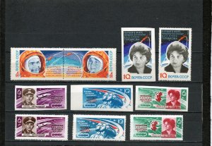 RUSSIA/USSR 1963 SPACE SET OF 10 STAMPS PERF. & IMPERF. MNH