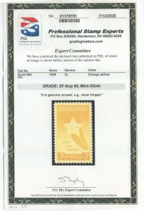 #969 Graded XF-Sup 95 Mint OG NH w/PSE Cert. SMQ $28  (JH 8/23)