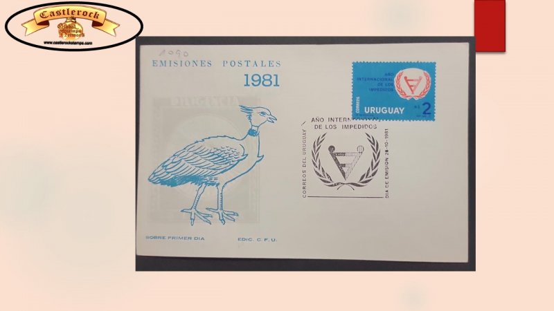 O) 1981 URUGUAY, INTERNATIONAL YEAR OF THE DISABLED. TERO BIRD, FDC XF 