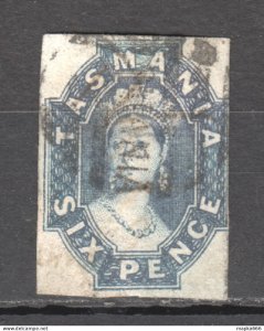 Tas046 1860 Australia Tasmania Six Pence Gibbons Sg #48 75 £ 1St Used