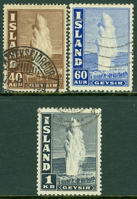 EDW1949SELL : ICELAND 1936-47 Scott #206, 208A, 208Bd Very Fine, Used. Cat $62.