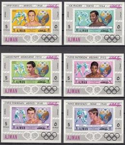 Ajman, Mi cat. 1054-1059 C. Olympic Boxing issue as s/sheets. ^