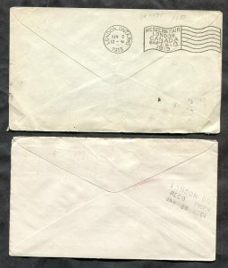 p976 - Canada Lot of (2) Covers. EXPERIMENTAL Perfection London Receiver. ½c QV