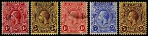 St. Vincent Scott 105, 108, 119, 123-124 (1913-27) Mint/Used H F-VF, CV $22.60 M
