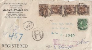 Canada - Jan 25, 1921 Toronto, ON Registered Cover to States