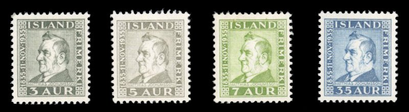 Iceland #195-198 Cat$115, 1935 3a-35a, set of four, never hinged