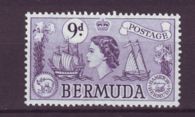 J21977 Jlstamps 1953-8 bermuda part of set mh #154 queen/ships