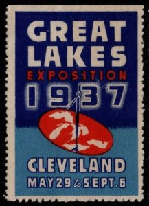 1937 US Poster Stamp Cleveland Great Lakes Exposition May 29-September 6 MNH