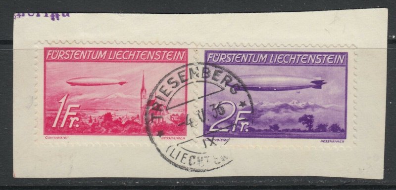 Liechtenstein, Scott C15-C16, used on piece Air Post