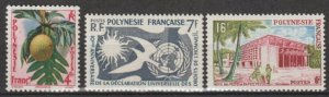 French Polynesia 1958-1960, lot of 3, Yvert # 12-14, VF MNH** Val 2023 €23+