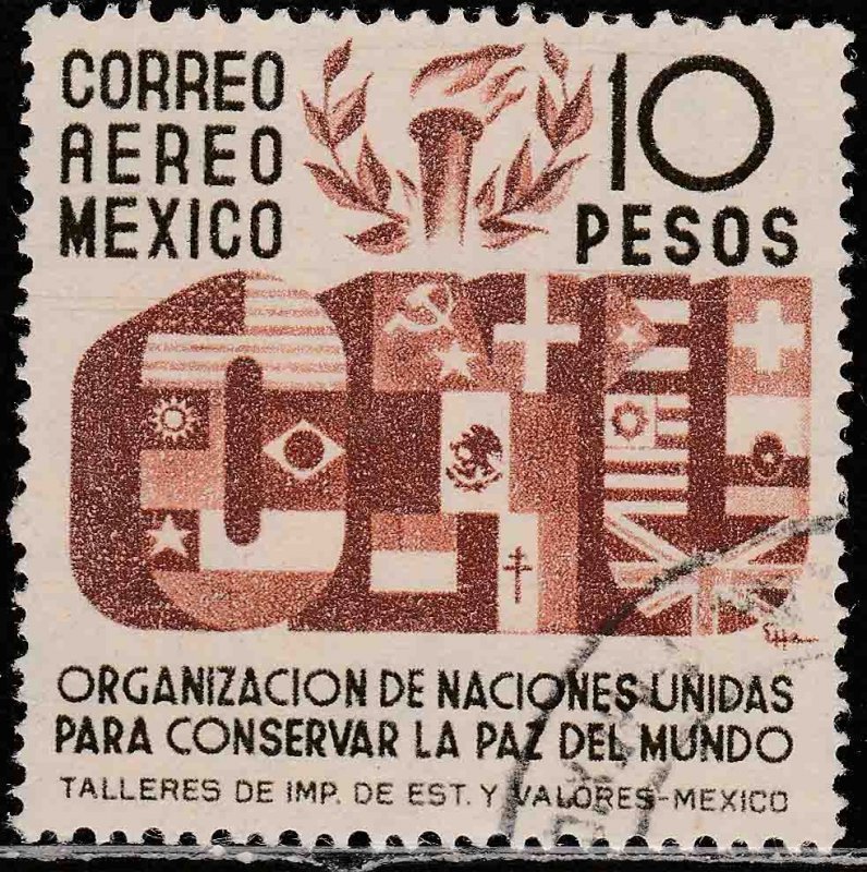 MEXICO C161, $10P Honoring the United Nations. USED. VF.(607)
