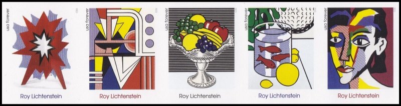 US 5792a-5796a 5796c Roy Lichtenstein imperf NDC strip A (5 stamps) MNH 2023