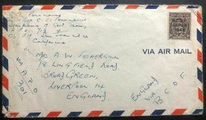 1946 Army Post Office 301 Kyoto Japan On Active Service Airmail Cover To England