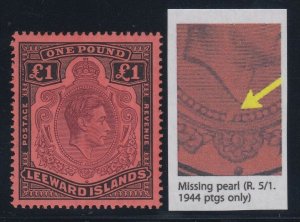 Leeward Islands, SG 114ba, MLH Missing Pearl variety