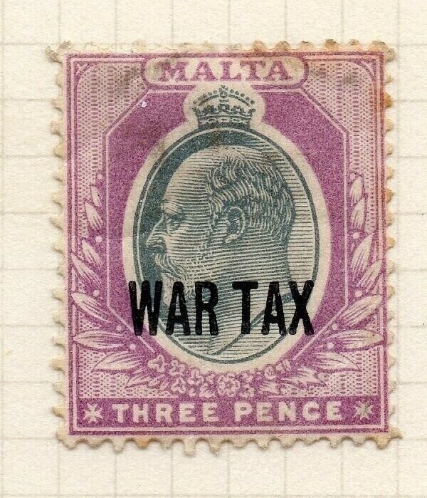 Malta 1917-18 Early Issue Fine Mint Hinged 3d. War Optd 321543