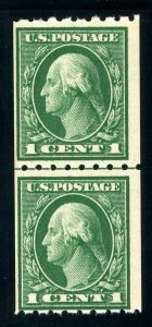 USAstamps Unused FVF US 1912 Washington Perf 8.5 Line Pair Scott 410 OG MNH